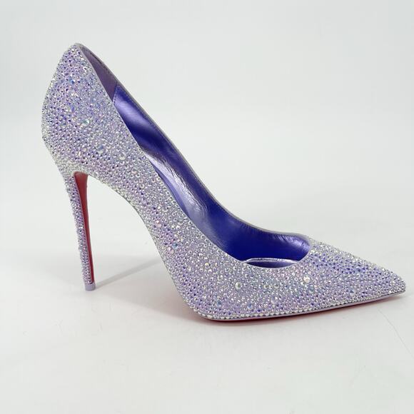 Christian Louboutin Kate 100 Strass Lilac Crystal Pointed Toe Heels EU 39.5 - Picture 2 of 11